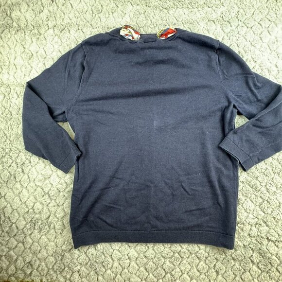 Talbot‎ Navy Knit Sweater top With Red/Blue Scarf neck tie Size Large - Picture 4 of 9